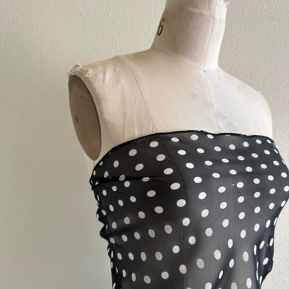 handmade black &white polka dot back tie bandeau - Picture 3 of 8